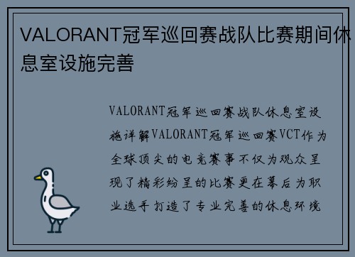 VALORANT冠军巡回赛战队比赛期间休息室设施完善